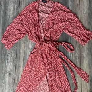 Vici Red Floral Wrap Dress